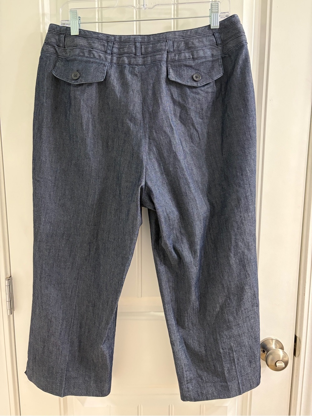 Larry Levine Navy Stretch Wide-Leg Denim Pants with Belt Sz 12 Casual Y2K Chic - Picture 3 of 9